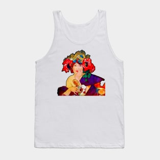 Spring girl with flowers in her hair in art nouveau Tank Top